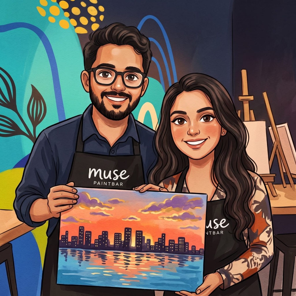 Aayra and Aarav laughing together at golden hour